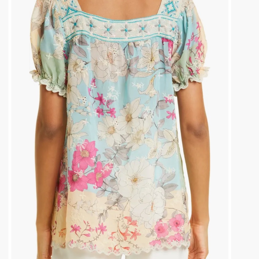 Johnny Was Permit Padme Embroidered Floral Blouse Size Large - Picture 2 of 10